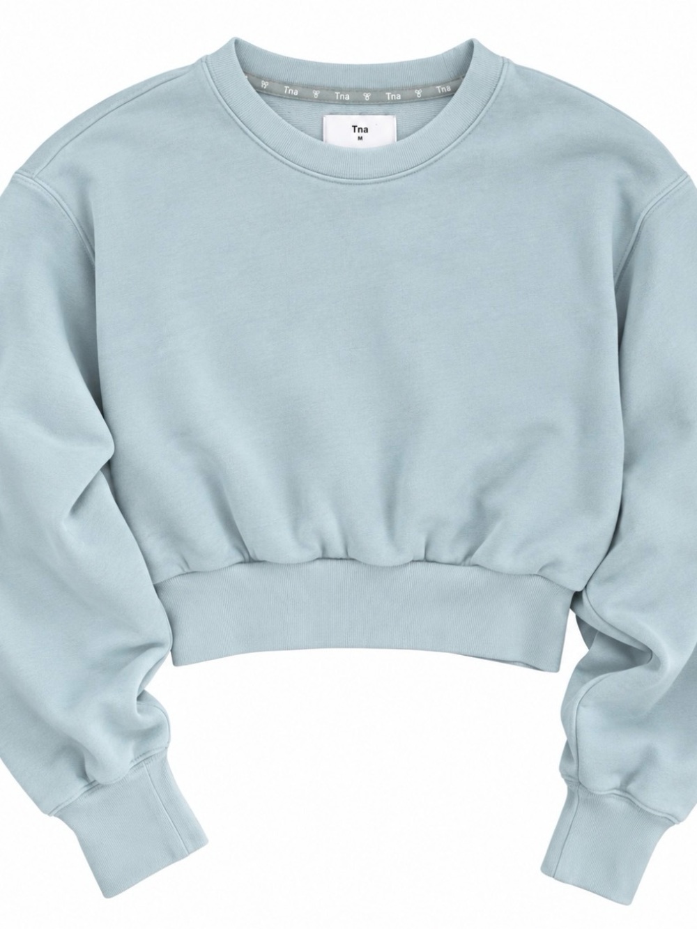 TNA Cropped Crewneck Sweatshirt in Pale Blue